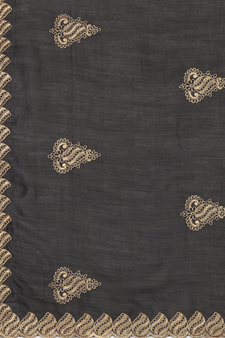 Black embroidered georgette saree with blouse