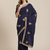 Blue embroidered georgette saree with blouse