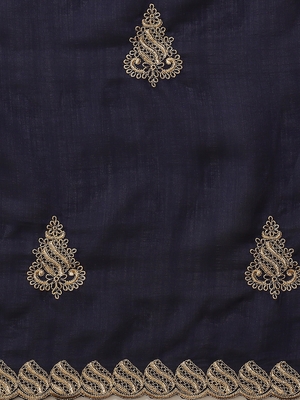 Blue embroidered georgette saree with blouse 4