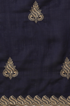 Blue embroidered georgette saree with blouse