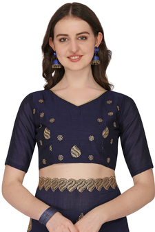 Blue embroidered georgette saree with blouse