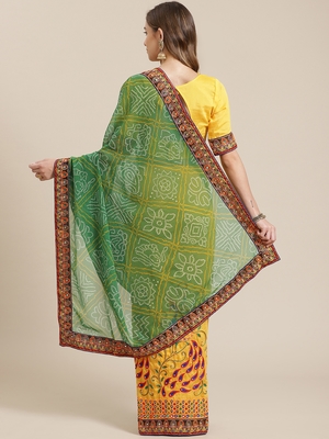 Yellow embroidered georgette saree with blouse 2