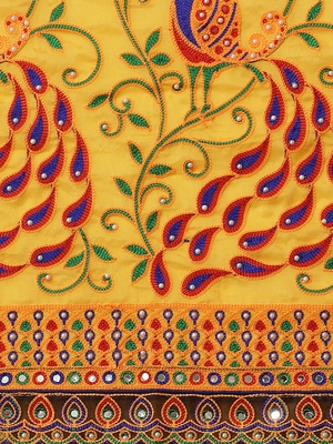 Yellow embroidered georgette saree with blouse 3