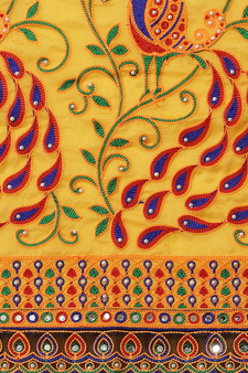 Yellow embroidered georgette saree with blouse