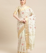 Light green embroidered cotton silk saree with blouse