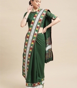 Green embroidered georgette saree with blouse