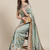 Light blue embroidered cotton silk saree with blouse