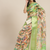 Green printed pure organza saree with blouse