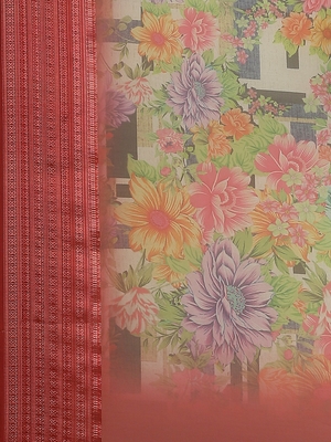 Multicolor printed pure organza saree with blouse 3