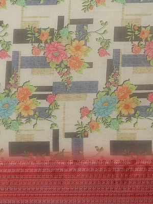 Multicolor printed pure organza saree with blouse 4