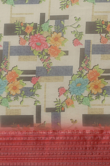 Multicolor printed pure organza saree with blouse