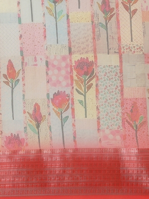 Multicolor printed pure organza saree with blouse 3