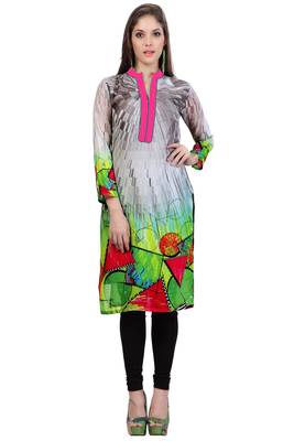 Grey Georgette Printed Kurti 1