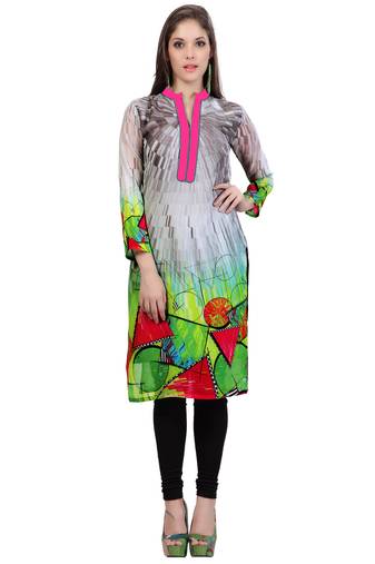Grey Georgette Printed Kurti