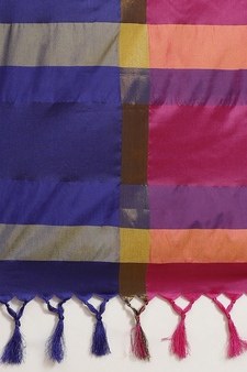Pink embroidered cotton silk saree with blouse