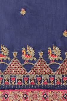 Blue embroidered georgette saree with blouse