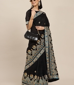Black embroidered georgette saree with blouse