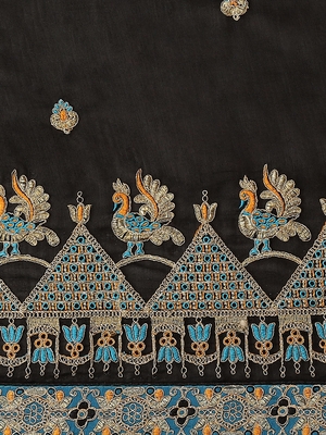 Black embroidered georgette saree with blouse 3