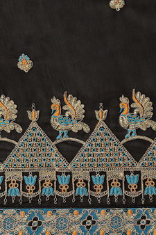 Black embroidered georgette saree with blouse