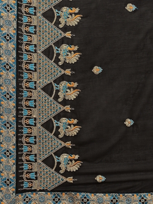 Black embroidered georgette saree with blouse 4