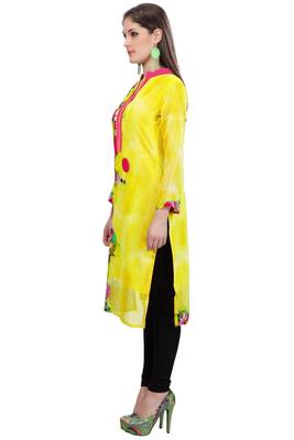 Yellow Georgette Full Sleeves Kurti 3