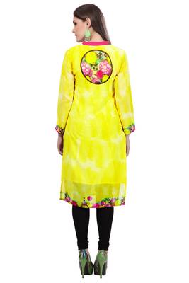 Yellow Georgette Full Sleeves Kurti 4