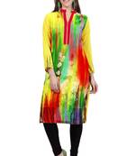 Yellow Georgette Printed Kurti