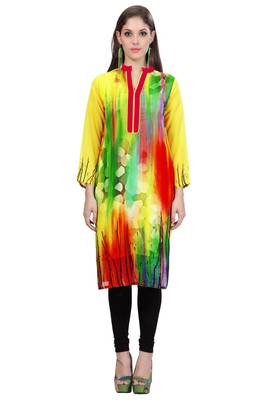 Yellow Georgette Printed Kurti 2