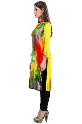 Yellow Georgette Printed Kurti 3