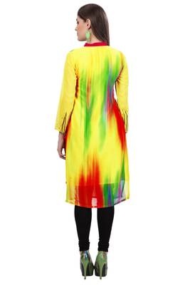 Yellow Georgette Printed Kurti 4