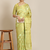 Light green plain banarasi cotton saree with blouse