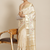 White embroidered cotton silk saree with blouse