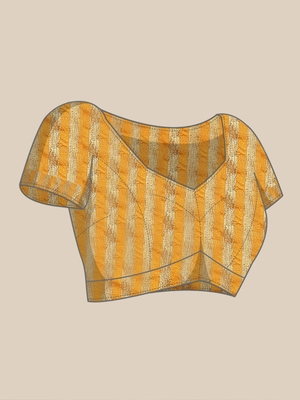 Yellow embroidered cotton silk saree with blouse 5