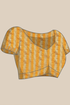 Yellow embroidered cotton silk saree with blouse