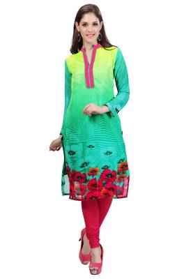 Aqua Georgette Printed Kurti 1