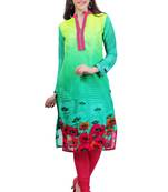 Aqua Georgette Printed Kurti