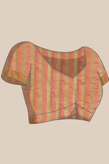 Peach embroidered cotton silk saree with blouse