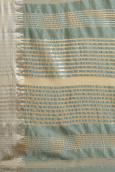 Turquoise embroidered cotton silk saree with blouse