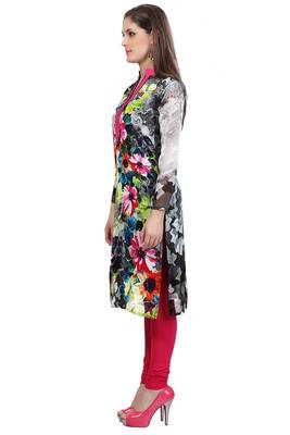 Grey Georgette Printed Full Sleeves Kurti 3