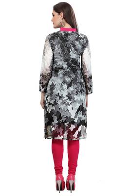 Grey Georgette Printed Full Sleeves Kurti 4