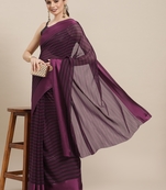 Purple plain silk saree with blouse