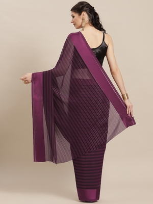 Purple plain silk saree with blouse 2