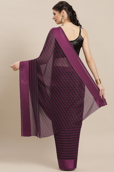 Purple plain silk saree with blouse