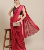 Pink plain silk saree with blouse