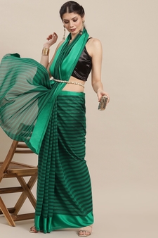 Green plain silk saree with blouse