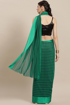 Green plain silk saree with blouse