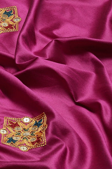 Pink embroidered cotton silk saree with blouse
