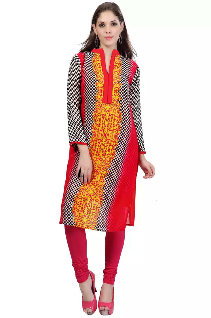 Multi Colour Georgette Printed Kurti