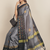 Grey embroidered cotton silk saree with blouse