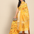 Yellow embroidered cotton silk saree with blouse